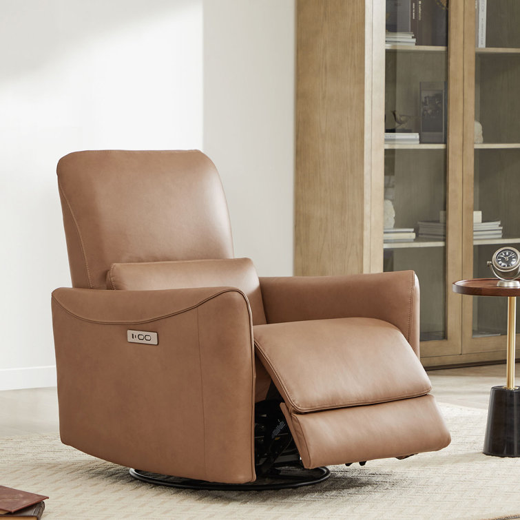 Top grain deals leather swivel recliner